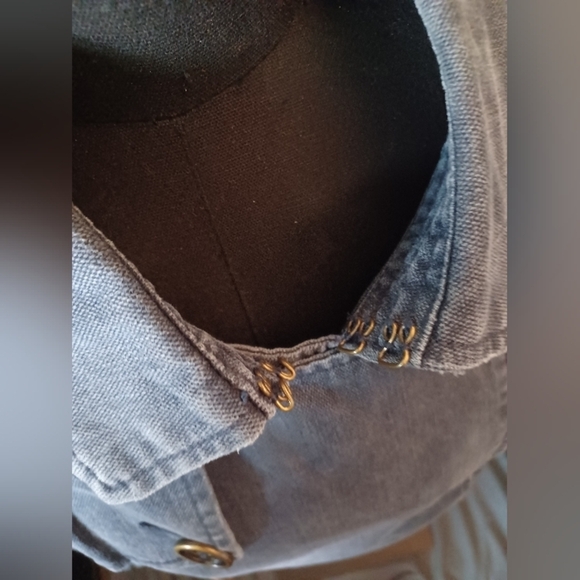 An Old Navy Women's Double-Breasted Denim Trench Coat Peacoat - Picture 5 of 14